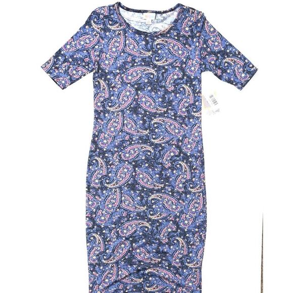 LuLaRoe Julia Dress Paisley Purple XS - Picture 1 of 3